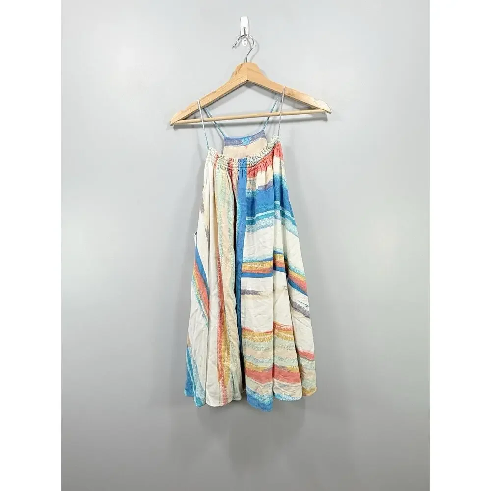 FREE PEOPLE PAINTED STRIPE MINI BOHO FESTIVAL DRESS Size Small